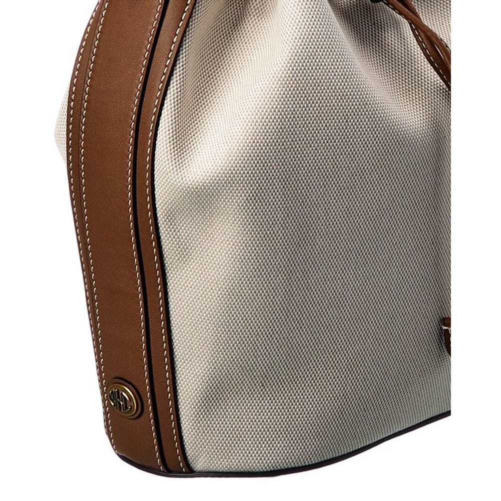Michael Kors Collection Canvas & Leather Bucket Bag, White - Picture 3 of 4